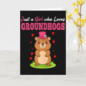 Happy Groundhog Day Just A Girl Who Loves Groundho カード (黄色い花)