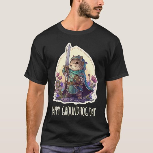 Happy groundhog Day Quote Cool Groundhog knight Tシャツ (正面)