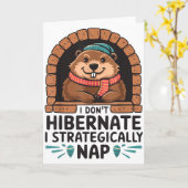 Happy Groundhog Day Woodchuck Animal Groundhog Lov カード (黄色い花)