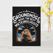 Happy Groundhog Day Woodchuck Animal Groundhog Lov カード (黄色い花)