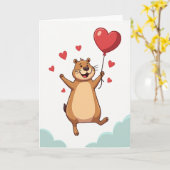Happy Groundhog Love Card カード (黄色い花)