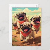 Happy Grumble of Pugs ポストカード (正面/裏面)