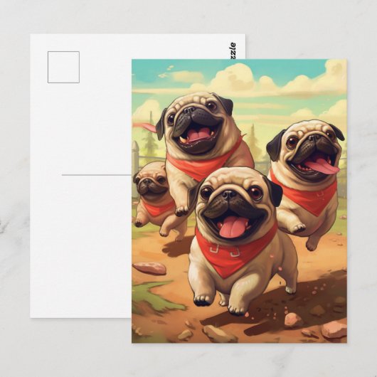 Happy Grumble of Pugs ポストカード (正面/裏面)