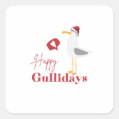 Happy Gullidaysクリスマスステッカー スクエアシール (正面)