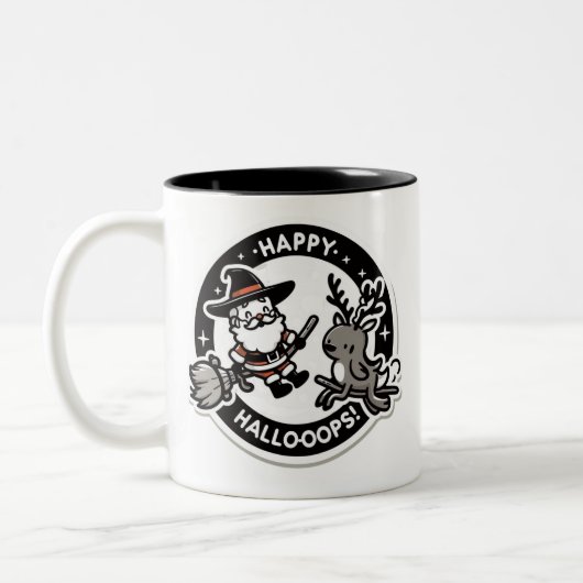 Happy Hallo-Oops! Santa Dressed as a Witch, Deer ツートーンマグカップ (左)