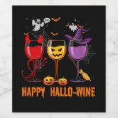 happy hallo-wine funny halloween glass wine drink ワインラベル (シングルラベル)
