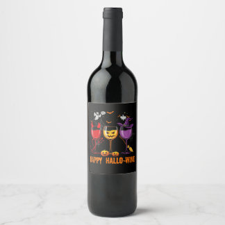 happy hallo-wine funny halloween glass wine drink ワインラベル