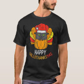 Happy Hallothanksmas Cat Turkey Cat Thanksgiving C Tシャツ (正面)