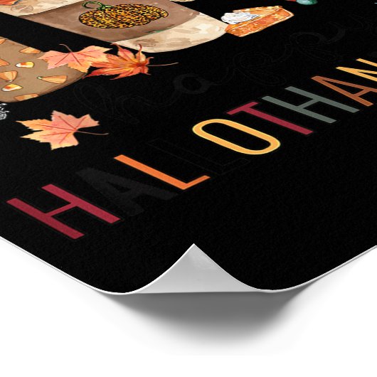 Happy Hallothanksmas Coffee Halloween Thanksgiving ポスター (角)