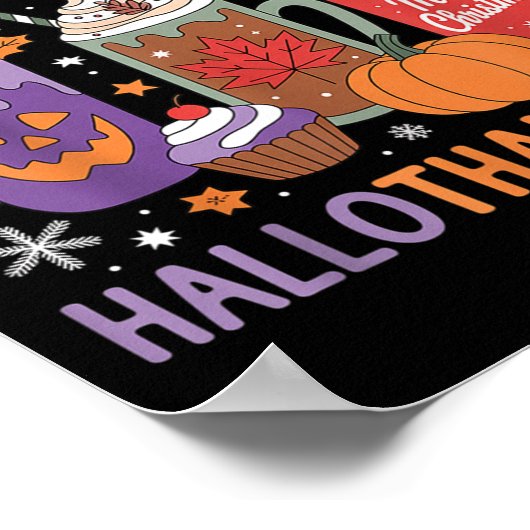 Happy Hallothanksmas Coffee Lover Halloween Merry  ポスター (角)