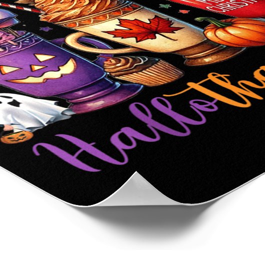 Happy Hallothanksmas Coffee Lover Halloween Merry ポスター (角)