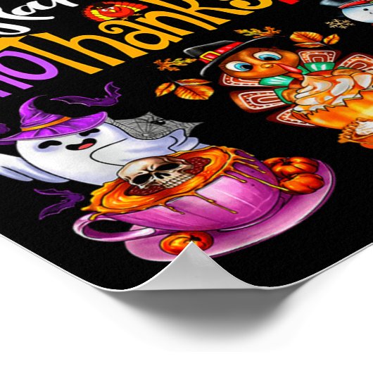 Happy Hallothanksmas Coquette Bow Coffee Latte Can ポスター (角)