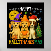 Happy Hallothanksmas Dog Lovers Funny Holiday Mash ポスター (正面)