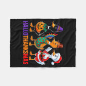 Happy Hallothanksmas Duck Lover Halloween Merry Ch フリースブランケット (正面(横))