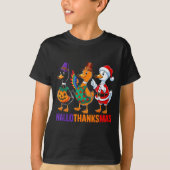 Happy Hallothanksmas Duck Lover Halloween Merry Ch Tシャツ (正面)