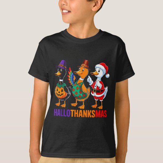 Happy Hallothanksmas Duck Lover Halloween Merry Ch Tシャツ (正面)