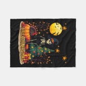 Happy Hallothanksmas Funny Halloween Christmas フリースブランケット (正面(横))