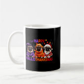 Happy Hallothanksmas Funny Pug Halloween Thanksgiv コーヒーマグカップ (左)