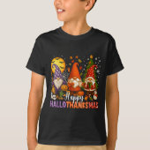 Happy Hallothanksmas Gnomes Halloween Thanksgiving Tシャツ (正面)