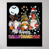 Happy Hallothanksmas Gnomes Lover Funny Halloween ポスター (正面)