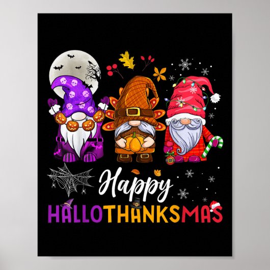 Happy Hallothanksmas Gnomes Lover Halloween Merry  ポスター (正面)