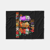 Happy Hallothanksmas Halloween Coffee Latte Thanks フリースブランケット (正面(横))