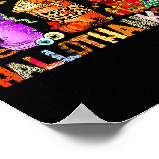 Happy Hallothanksmas Halloween Coffee Latte Thanks ポスター (角)