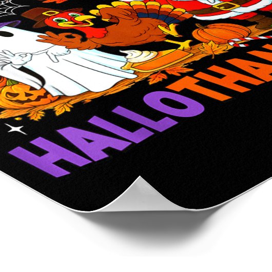 Happy Hallothanksmas Halloween Thanksgiving 67 Chr ポスター (角)