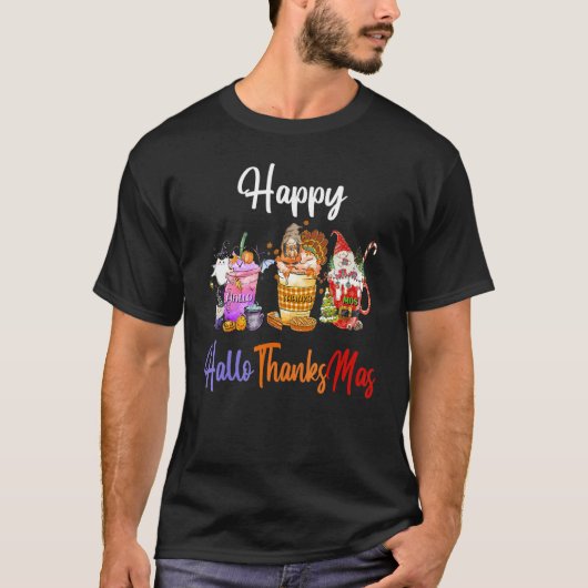 Happy Hallothanksmas Halloween Thanksgiving Christ Tシャツ (正面)