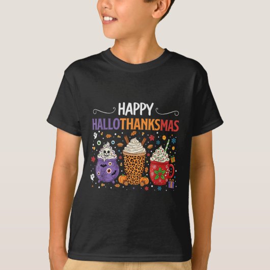 Happy Hallothanksmas Halloween Thanksgiving Christ Tシャツ (正面)