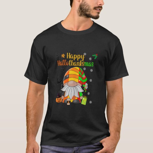 Happy HalloThanksmas HallowThanksmas Gnome Hat Pum Tシャツ (正面)