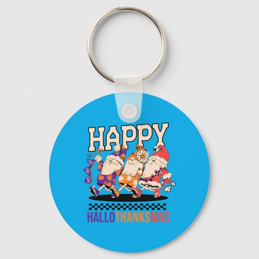Happy Hallothanksmas Holiday Gnomes Design キーホルダー (正面)
