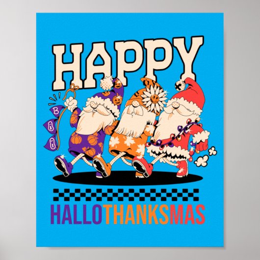 Happy Hallothanksmas Holiday Gnomes Design ポスター (正面)