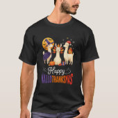 Happy Hallothanksmas Llamas Halloween Thanksgiving Tシャツ (正面)