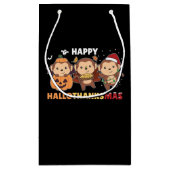 Happy Hallothanksmas Monkey Christmas Monkeys スモールペーパーバッグ (裏面)