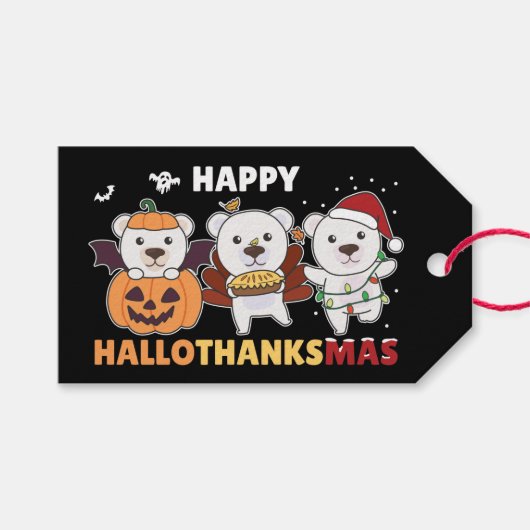 Happy Hallothanksma's Polar Bear Christmas Polar G ギフトタグ (正面(横))