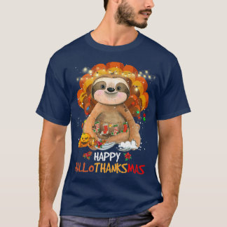 Happy Hallothanksmas Sloth Lover Halloween Thanksg Tシャツ