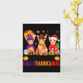 Happy Hallothanksmas Sphynx Cats Halloween Thanksg カード (黄色い花)