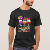 Happy Hallothanksmas Wine Glasses Witch Santa Hat  Tシャツ (正面)