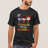 Happy Hallothanksmas Wine Glasses Witch Santa Hat Tシャツ (正面)