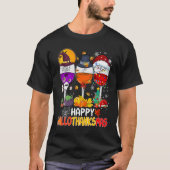 Happy Hallothanksmas Wine Glasses Witch Santa Hat  Tシャツ (正面)