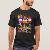 Happy Hallothanksmas Wine Glasses Witch Santa Hat  Tシャツ (正面)