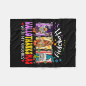 Happy Hallothanksmas With My Gnomies Halloween Tha フリースブランケット (正面(横))