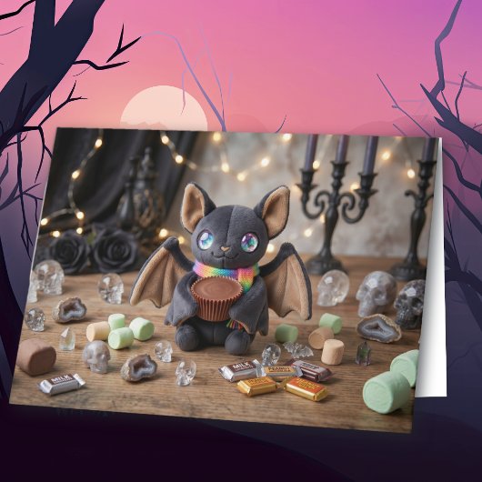 Happy Halloween | かわいいぬいぐるみコウモリのイラスト入り  カード