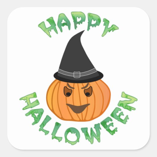 "HAPPY HALLOWEEN" カボチャ スクエアシール (正面)