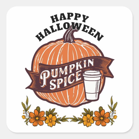 Happy Halloween スクエアシール (正面)