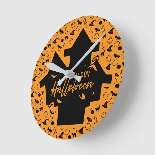 Happy Halloween ラウンド壁時計 (傾斜)