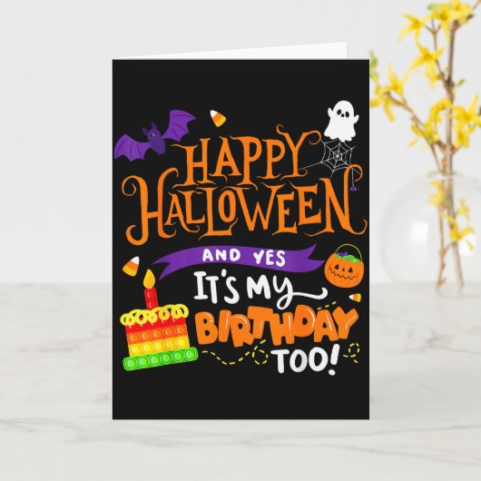 Happy Halloween And Yes It's My Birthday Halloween カード (黄色い花)