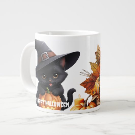 Happy Halloween Autumn Family ジャンボコーヒーマグカップ (正面左)