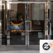 Happy Halloween Banner, Witches, Pumkins ウィンドウサイン (オフィスドア)